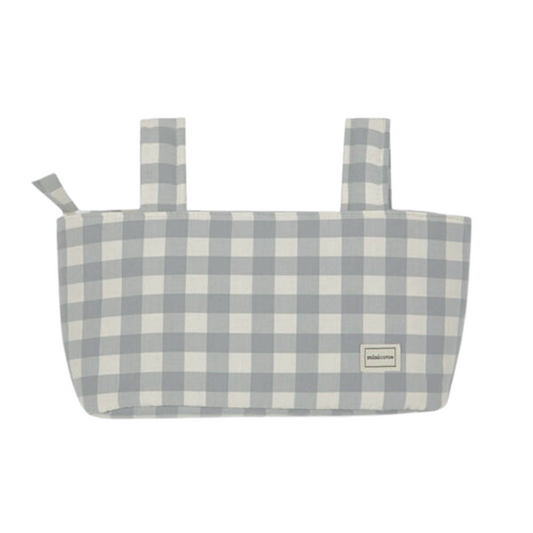 Blue Grey Gingham Pocket Bag